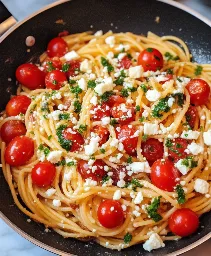 Spaghetti mit Feta und Tomaten